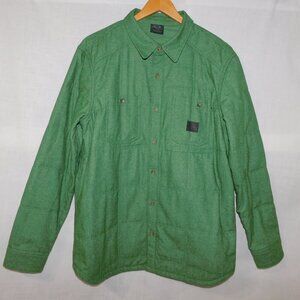 OAKLEY Green Wool Blend Quilted Collared Shirt Jacket Shacket Mens L